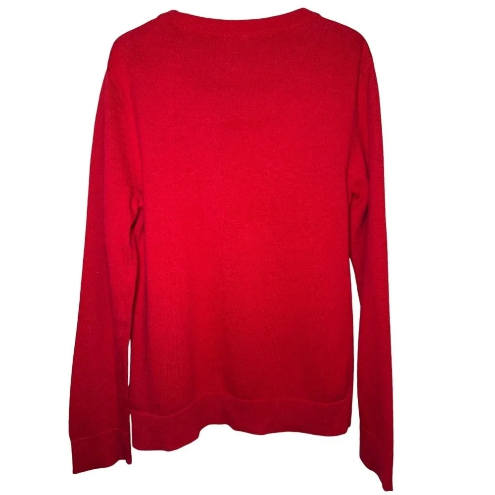 H&M Holiday Crew Neck Pullover Sweater Kids Size 6/7 Red Reindeer Christmas